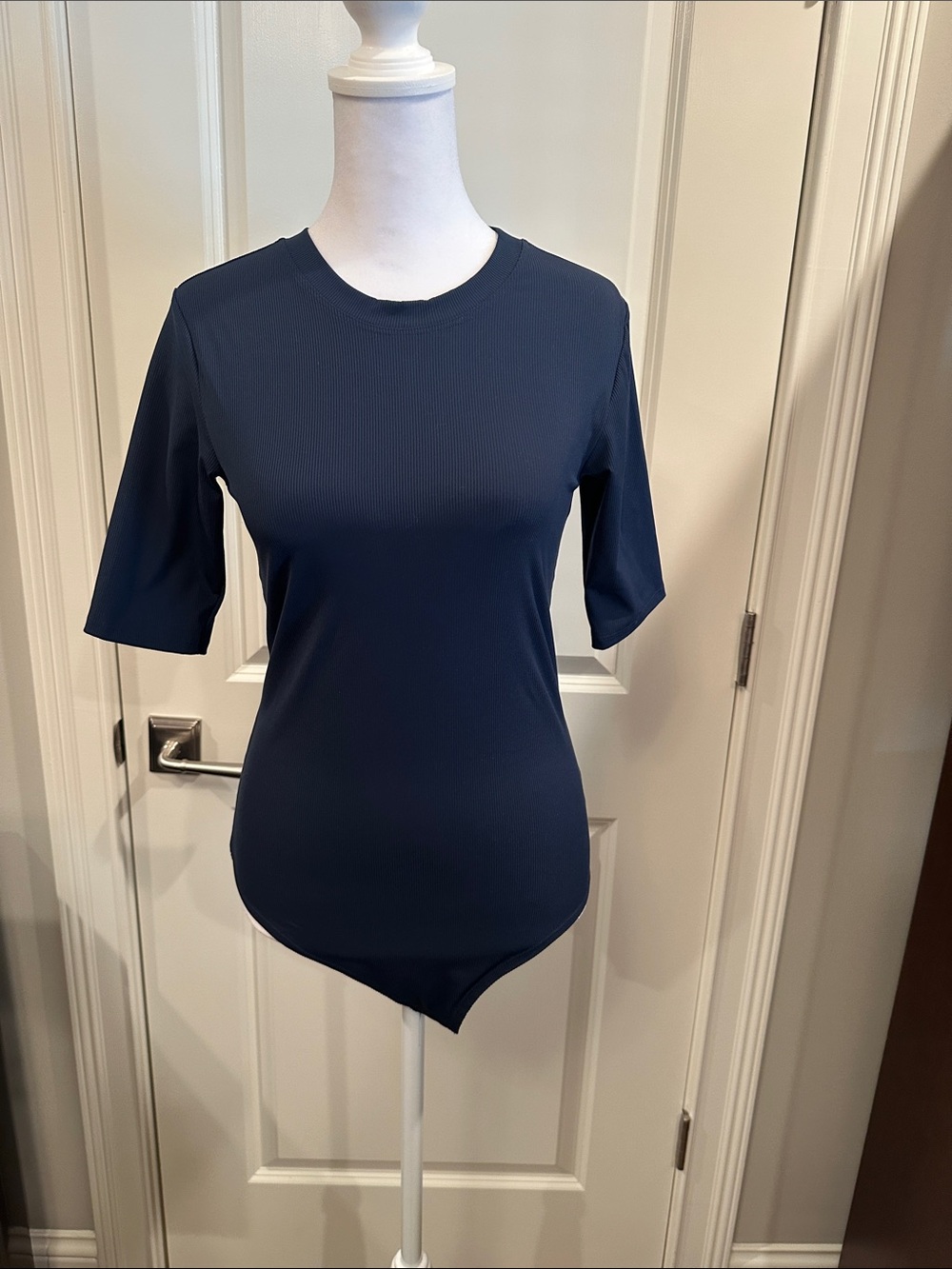 Spanx Women’s Navy Short-Sleeve Bodysuit